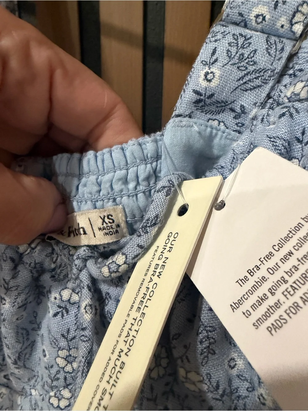 Abercrombie & Fitch Bra-Free Tie-Front Linen-Blend Mini Dress blue floral